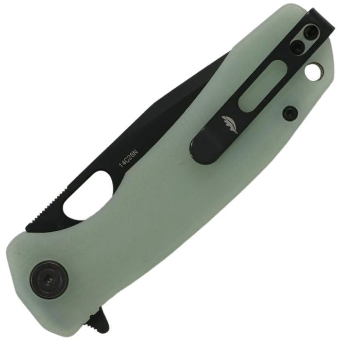Honey Badger Tanto 14C28N Jade G10
