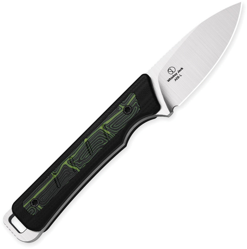 Kizer Whiskey Jack AEB-L Black Green Damascus G10