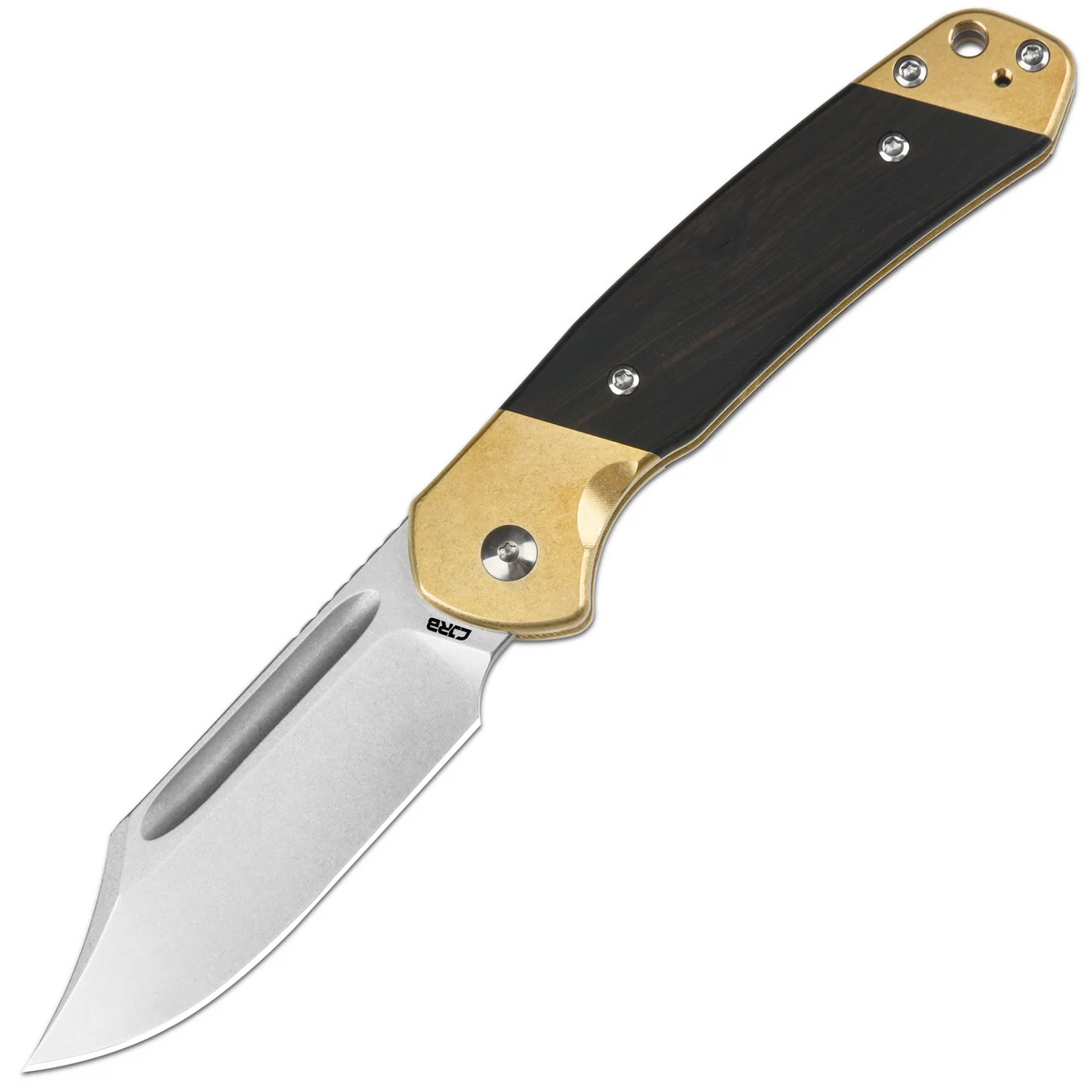 CJRB Bowie Pyrite RPM9 Slip Joint Brass & Wood