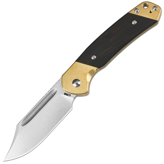 CJRB Bowie Pyrite RPM9 Slip Joint Brass & Wood