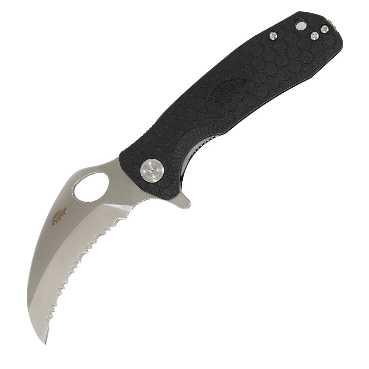 Honey Badger Large Claw Serrated 8Cr13MoV Black FRN