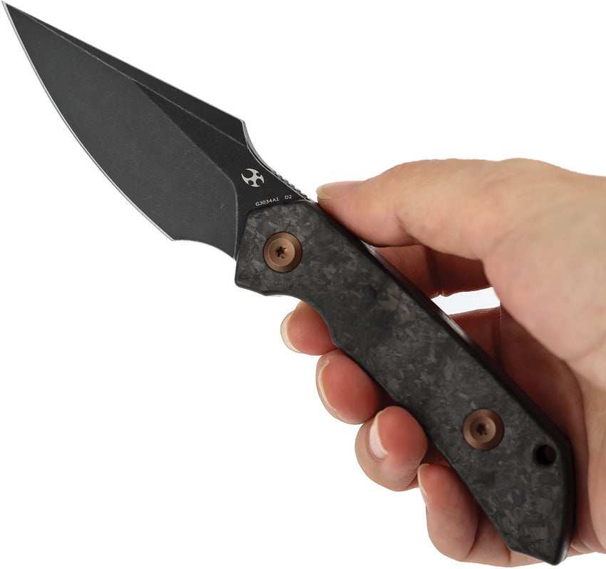 Kansept Fenrir Fixed Blade D2 Black Shred Carbon Fiber