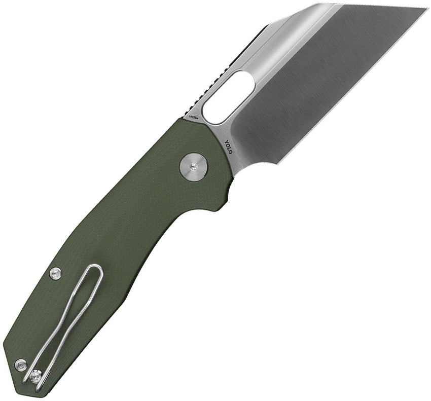 Ironfly Yolo Button Lock Army Green G10 14C28N