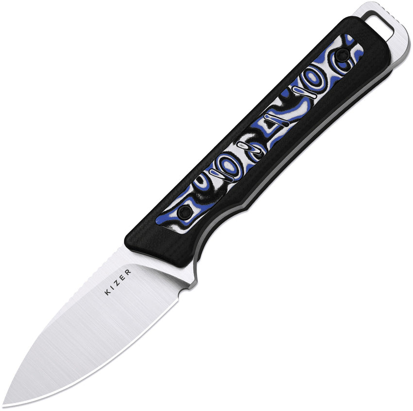 Kizer Whiskey Jack AEB-L Black Blue White G10 Vortex Micarta