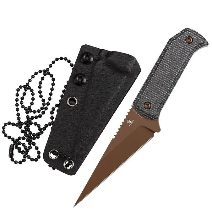 Tenable ToothPik 14c28n Rose Gold & Black Micarta Fixed Blade