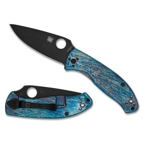 Spyderco Tenacious Blue Titanium Disarray D2