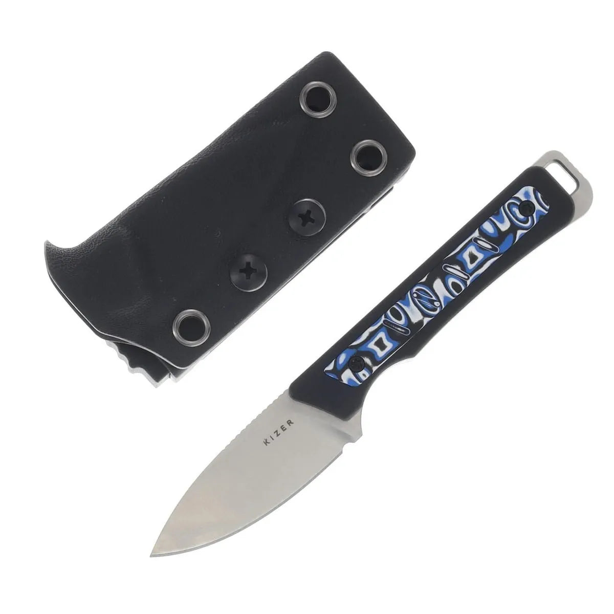 Kizer Whiskey Jack Fixed Blade Blue Vortex G10 / Micarta