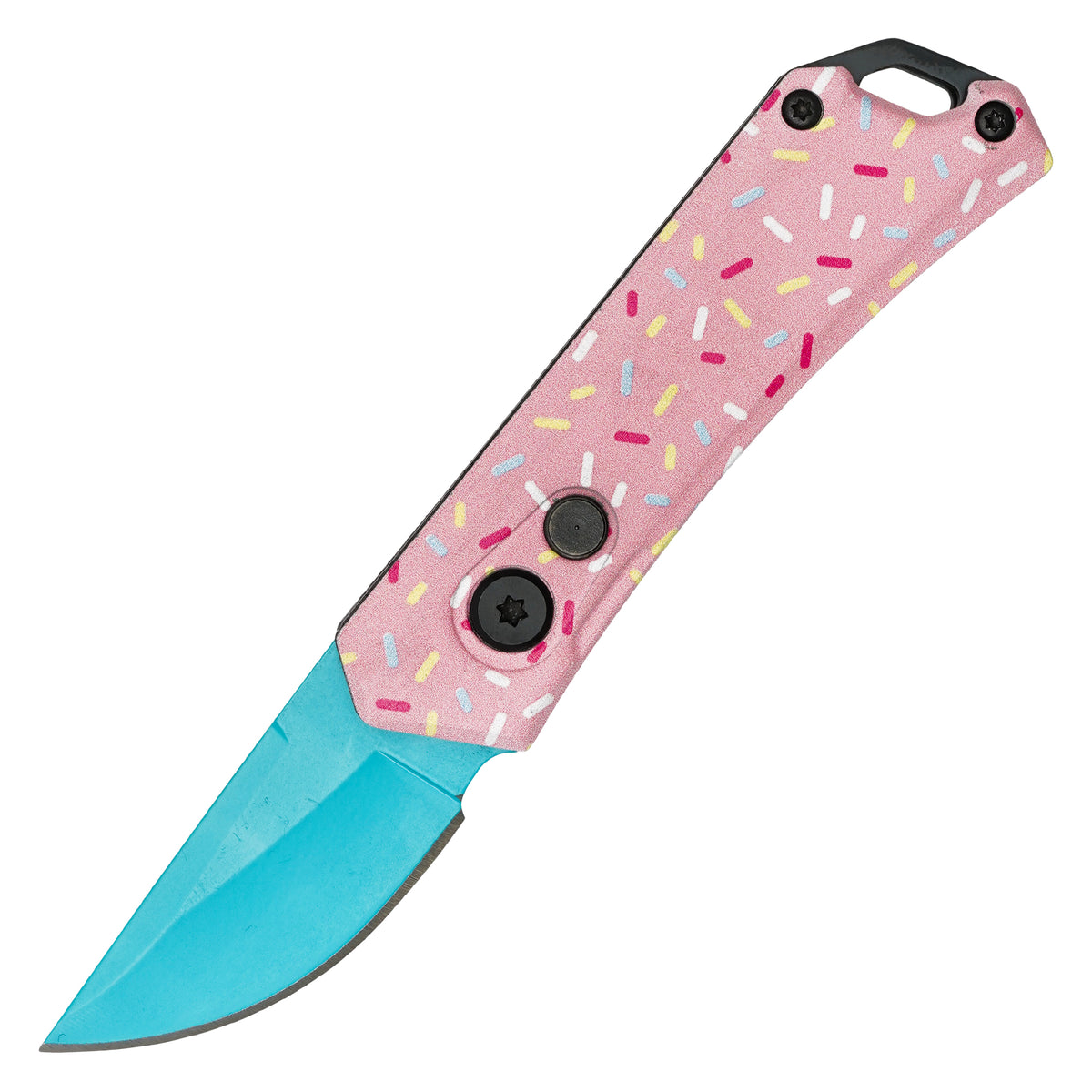 5.25 inch pink cupcake aluminum micro push button automatic knife