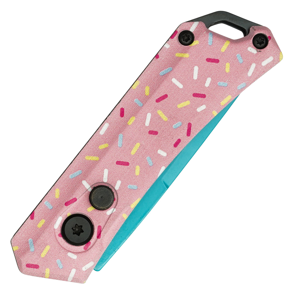 Pink cupcake micro automatic knife handle detail
