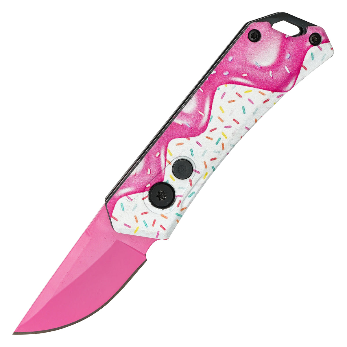 5.25 inch white frosted cupcake aluminum micro push button automatic knife
