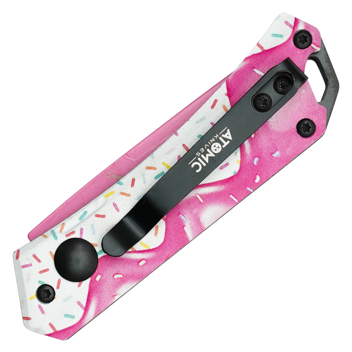 White frosted cupcake micro automatic knife blade detail