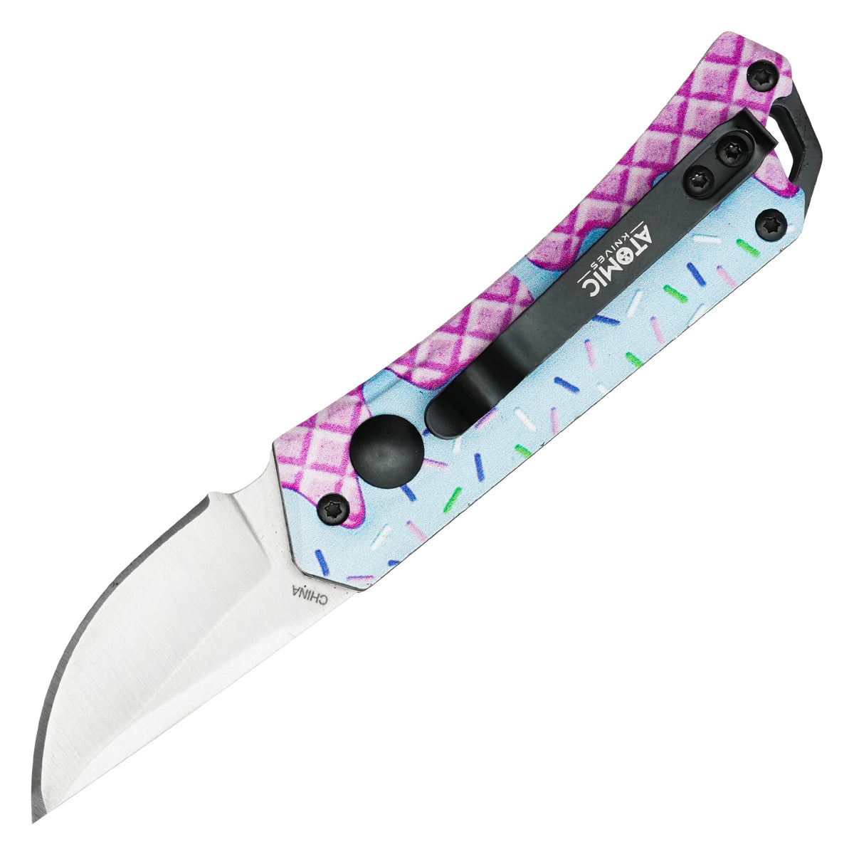 Ice cream waffle micro automatic knife side view