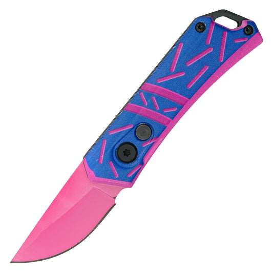 5.25 inch purple cupcake aluminum micro push button automatic knife