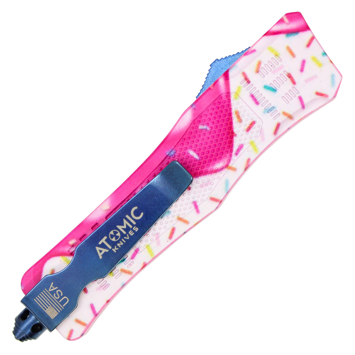 Atomic 7" Mini Fat Man Pink / White & Blue Sprinkles OTF