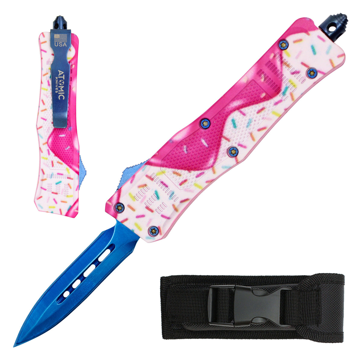 Atomic 7 inch Mini Fat Man Pink Frosting Sprinkle Dual Action OTF