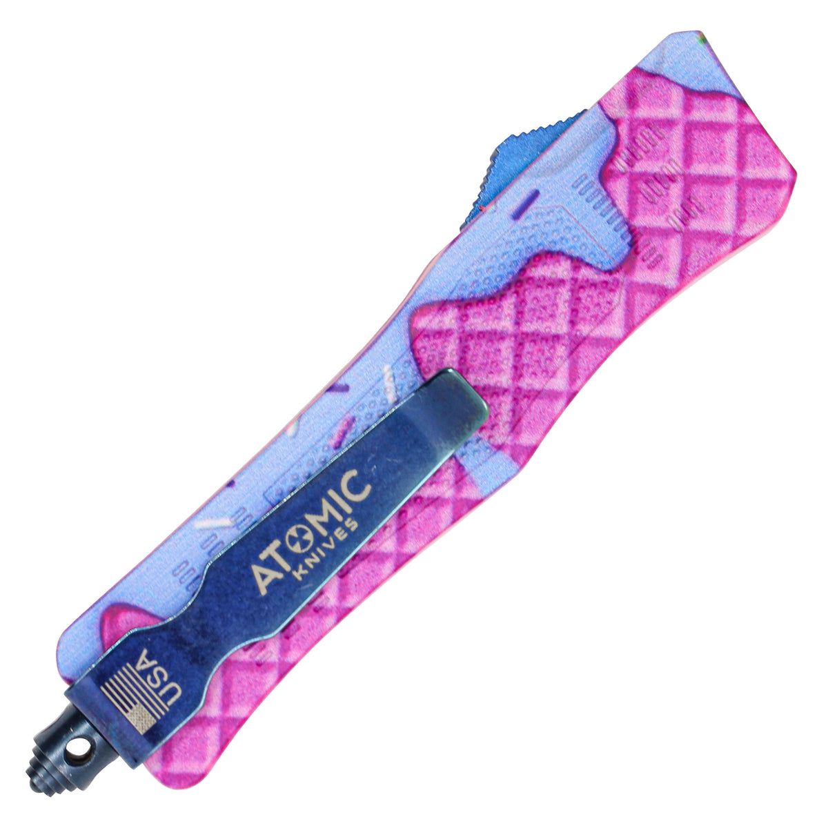 Atomic 7" Mini Fat Man Blue & Pink Waffle Cone Sprinkles OTF