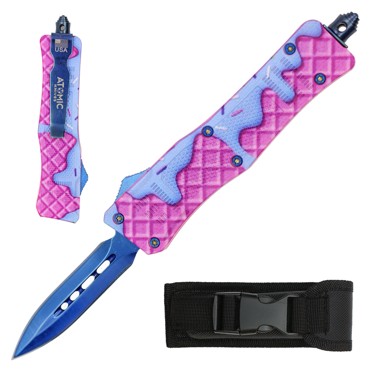 Atomic 7 inch Mini Fat Man Pink Waffle Drip Dual Action OTF
