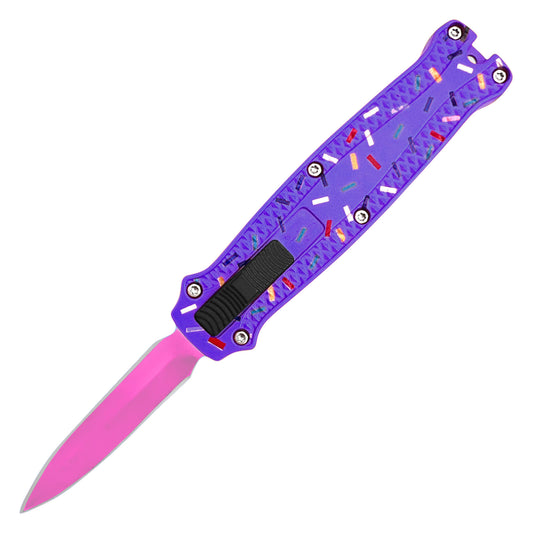 5.25 inch purple cupcake aluminum micro OTF knife
