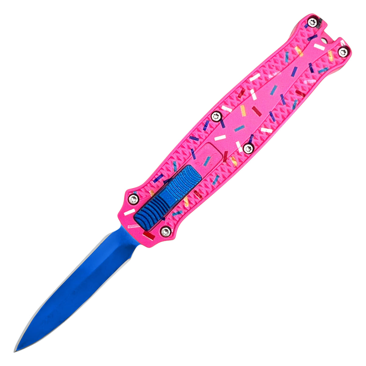 5.25 inch pink cupcake aluminum micro OTF knife